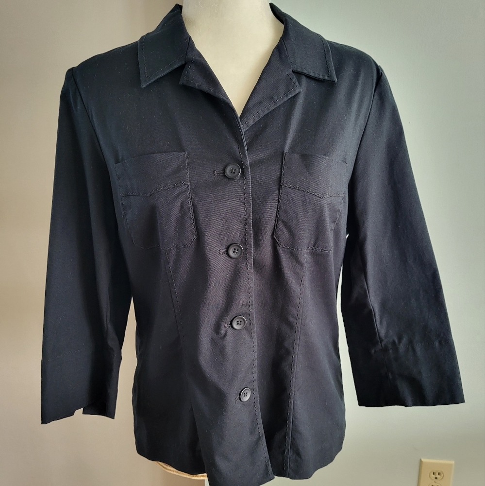 Raffaella Petites Women‎ 3/4 Sleeve Jacket Blazer Black 10P Petite
